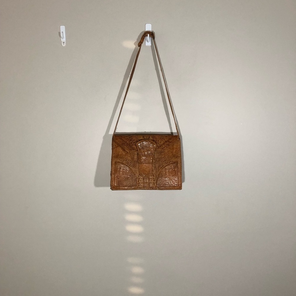 Crocodile Embossed Over the Shoulder Bag